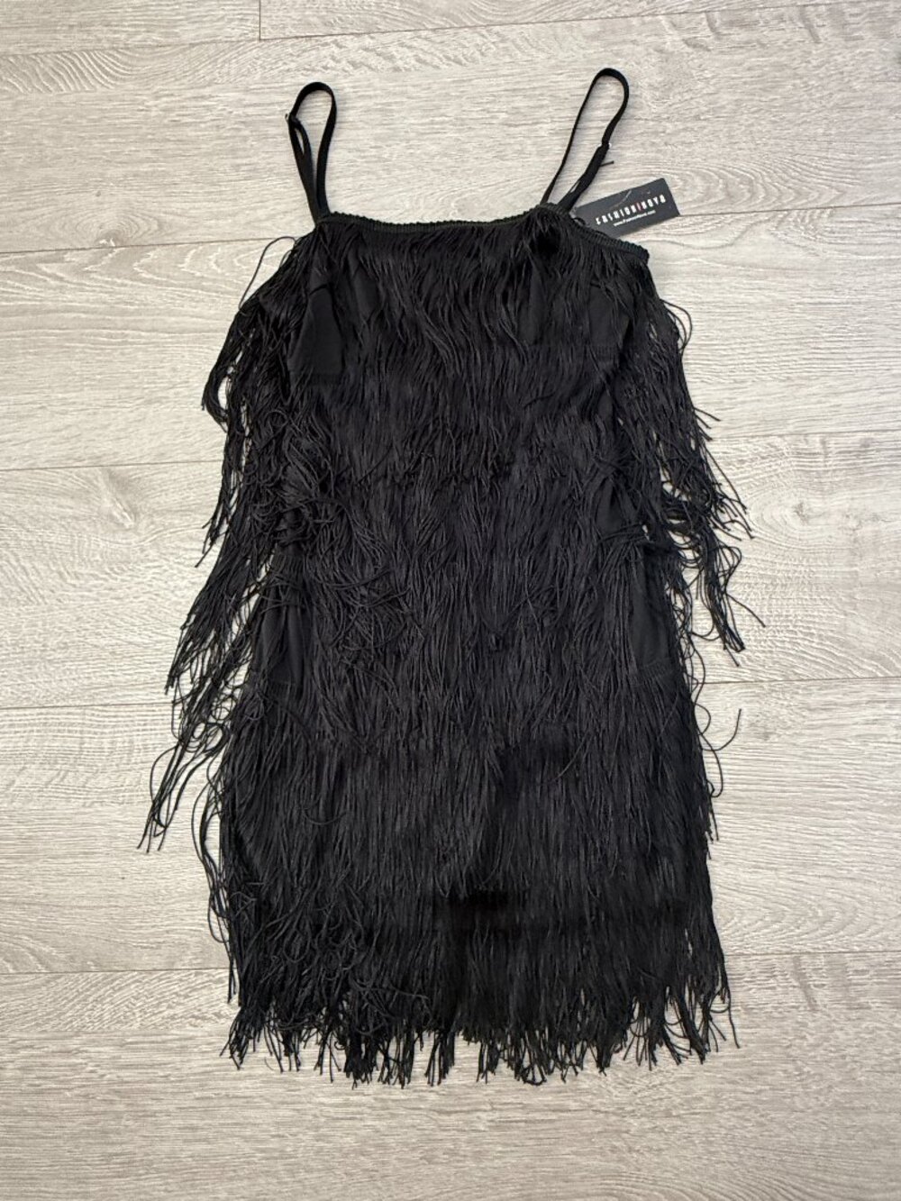 Fashion Nova Something To You Fringe Dress Black XS NWT